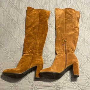 Franco Sarto Knee High Suede Camel Boots